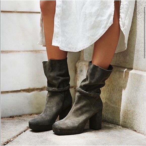 Free People Iris Suede Platform Boots Size 38 - Picture 1 of 12